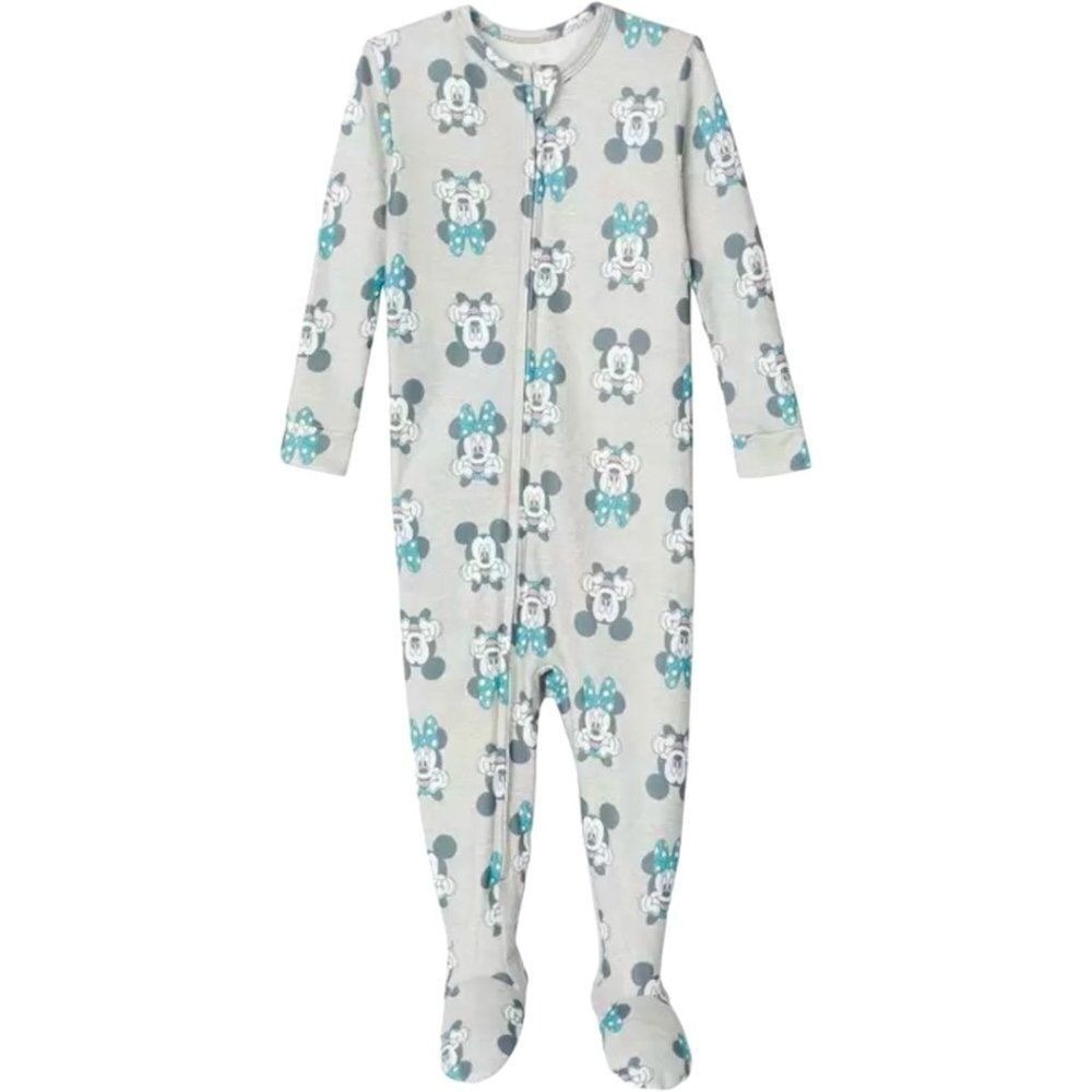 Disney Baby Mickey Minnie Mouse 2 Pack Footed Sleeper Pajamas White Grey 12M New - Picture 4 of 9